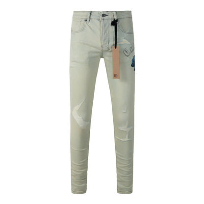 Vintage Washed High-Rise Skinny Jeans with Distressed Details 3012