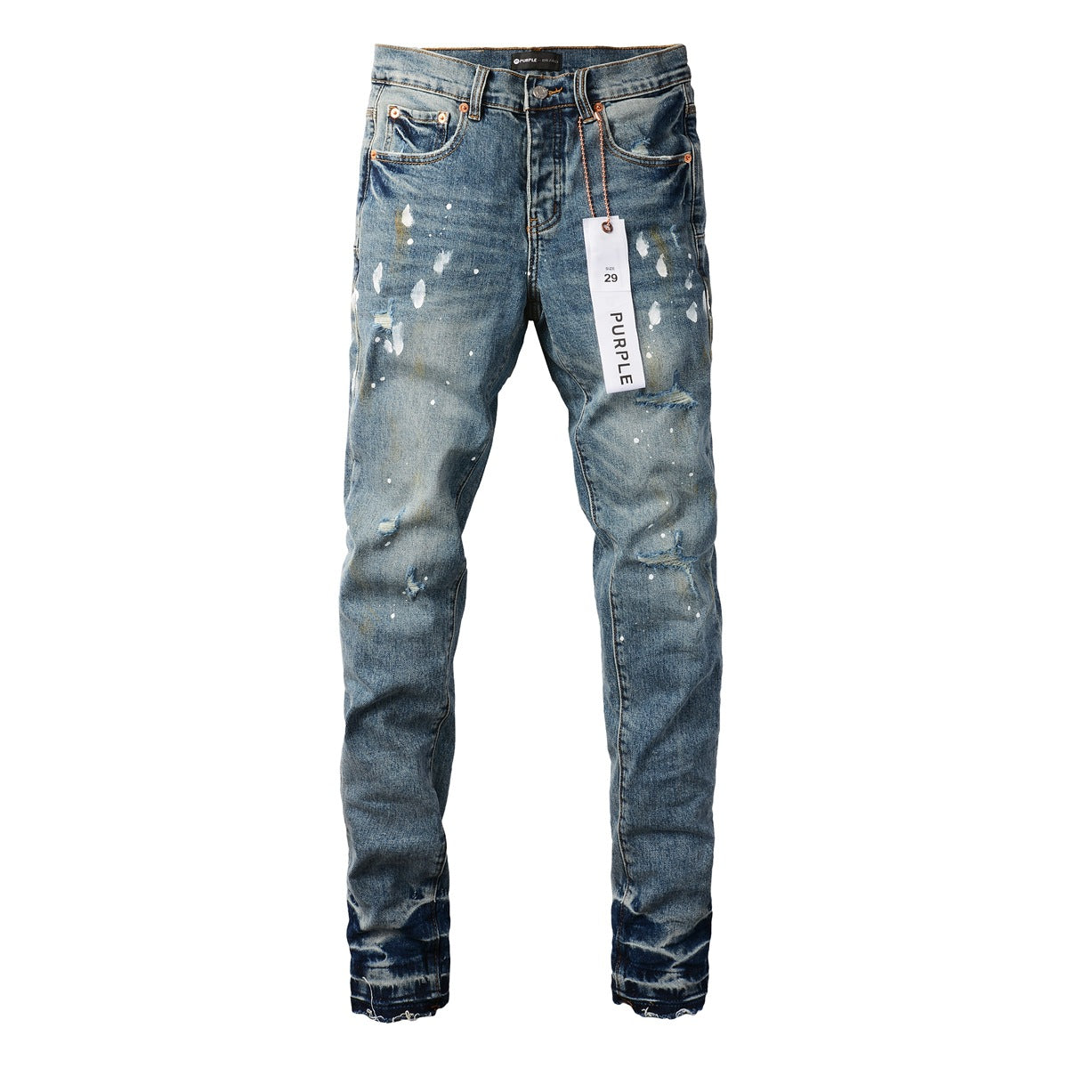 Blue Paint Distressed Jeans 9077 with Vintage Inspired Worn Look