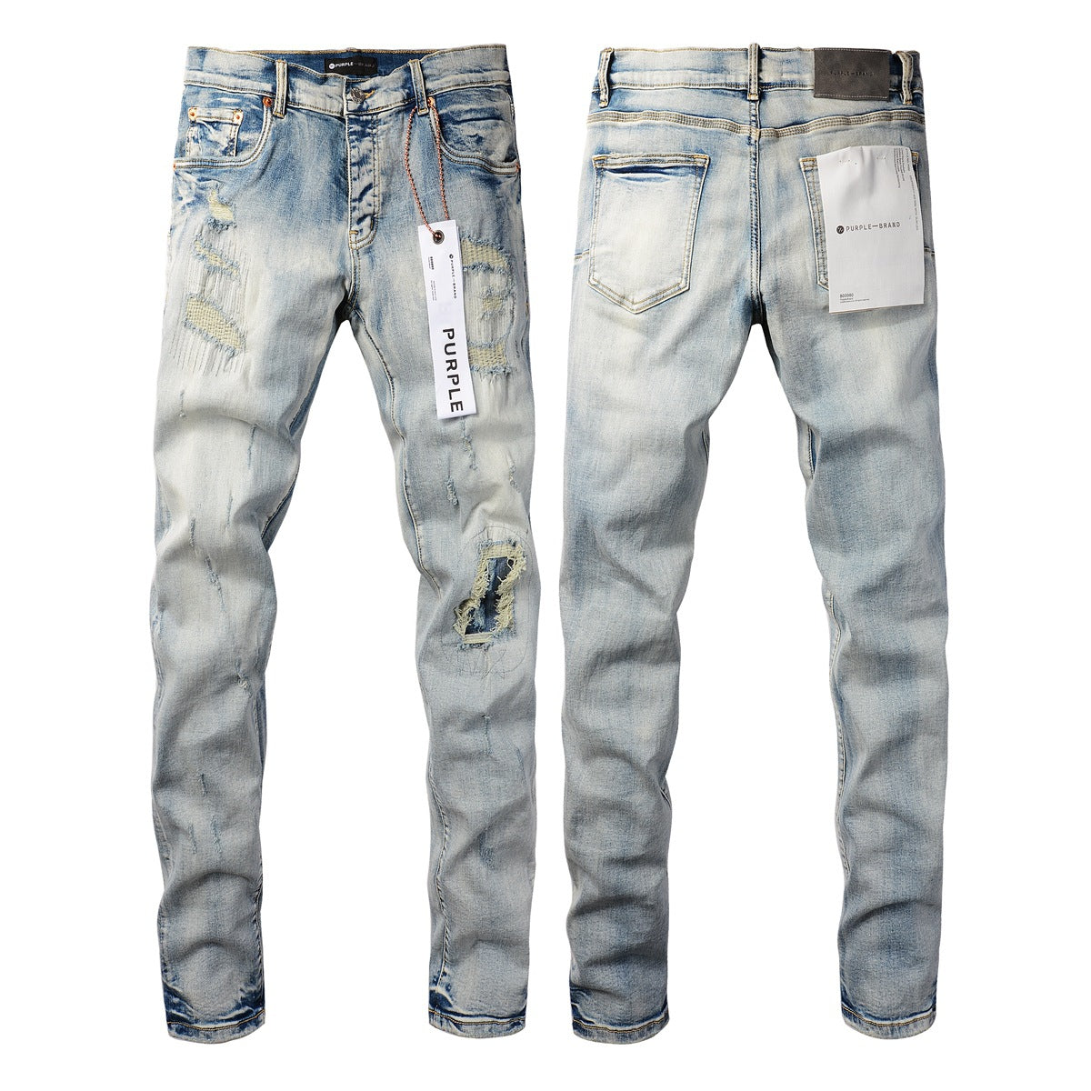 New Blue Vintage Personality Fashion Ripped Jeans 9050