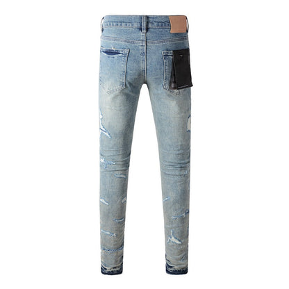 Light Blue Distressed Jeans 9072 with Trendy Ripped Details