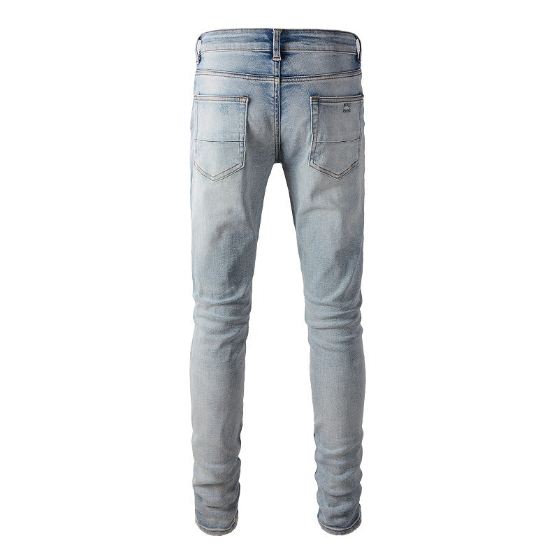 895 European and American Trendy Brand High Street Jeans I Light Blue Men's Jeans Korean Version