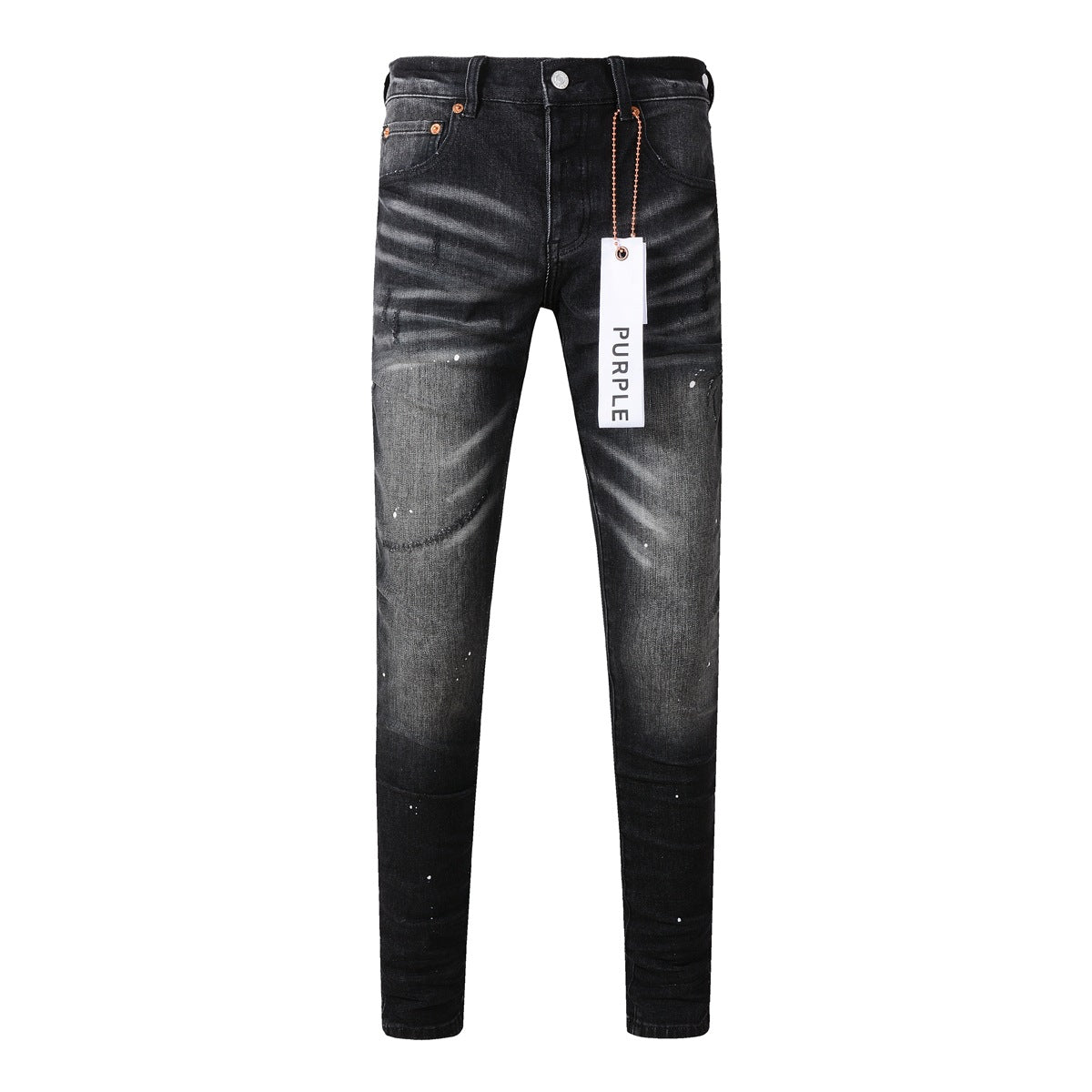 Jeans With High Street Black Paint Distressed 9027 Fashion Pants