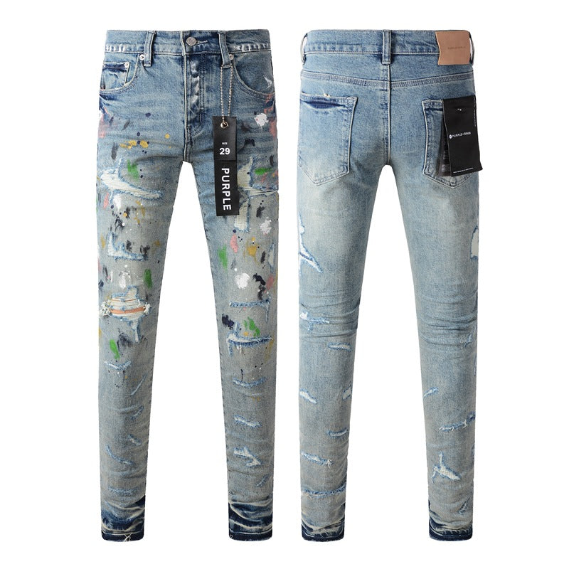 Light Blue Distressed Jeans 9072 with Trendy Ripped Details