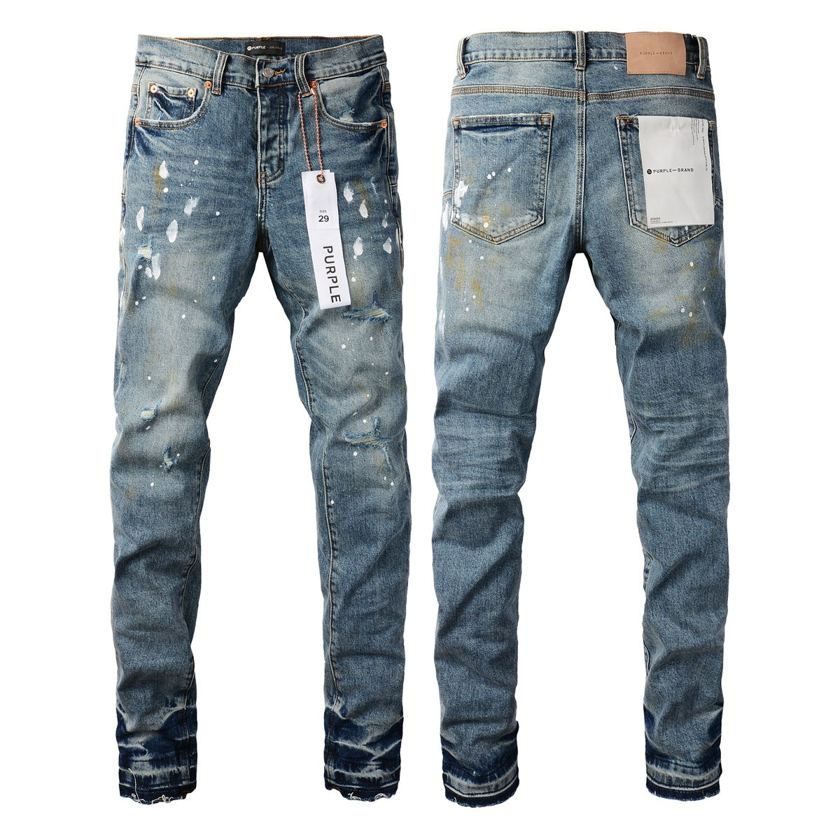 Blue Paint Distressed Jeans 9077 with Vintage Inspired Worn Look