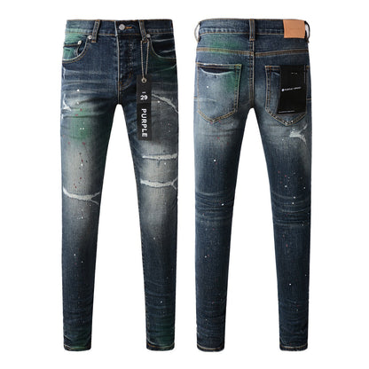 Blue Stretch Jeans 9070 with Medium Elasticity and Full-Length Design