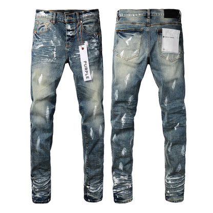 Fashion Men Black Jeans Distressed Hole Unique Personality 9060