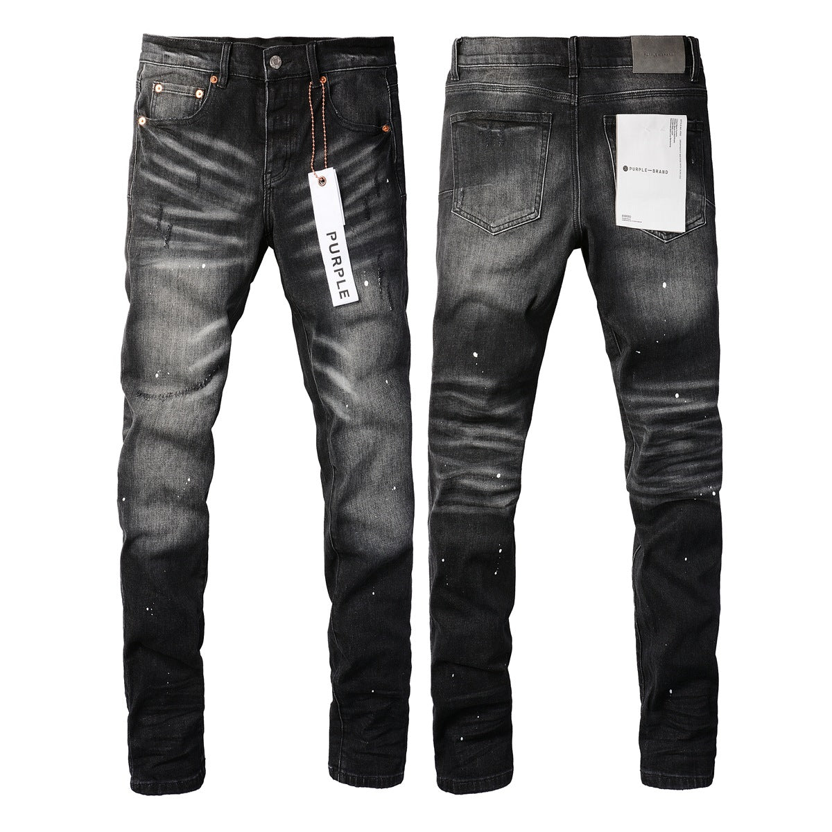 Jeans With High Street Black Paint Distressed 9027 Fashion Pants