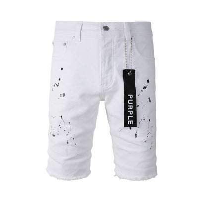 The New Jeans Mens Personality Trend Fashion Hole White Jean Shorts 5021