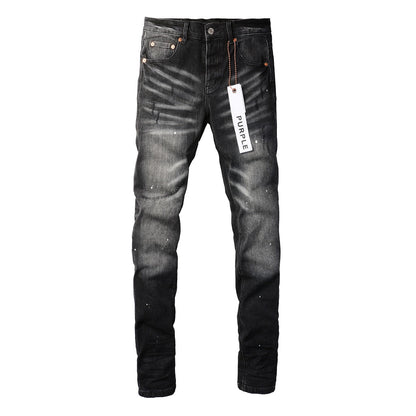 Jeans With High Street Black Paint Distressed 9027 Fashion Pants