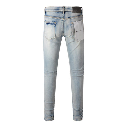 New Blue Vintage Personality Fashion Ripped Jeans 9050