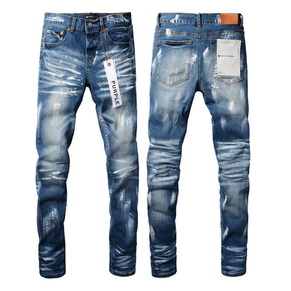 Jeans Mens Jeans Man Jeans Pants Designer Black Skinny Stickers Light Wash Ripped Motorcycle (9062-9051)