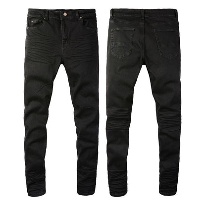 Man Skinny Fits Designer Jeans Denim Slim for Guys Mens Black Classic Biker Hip Hop Rock Jogger Big and Tall Moto 800