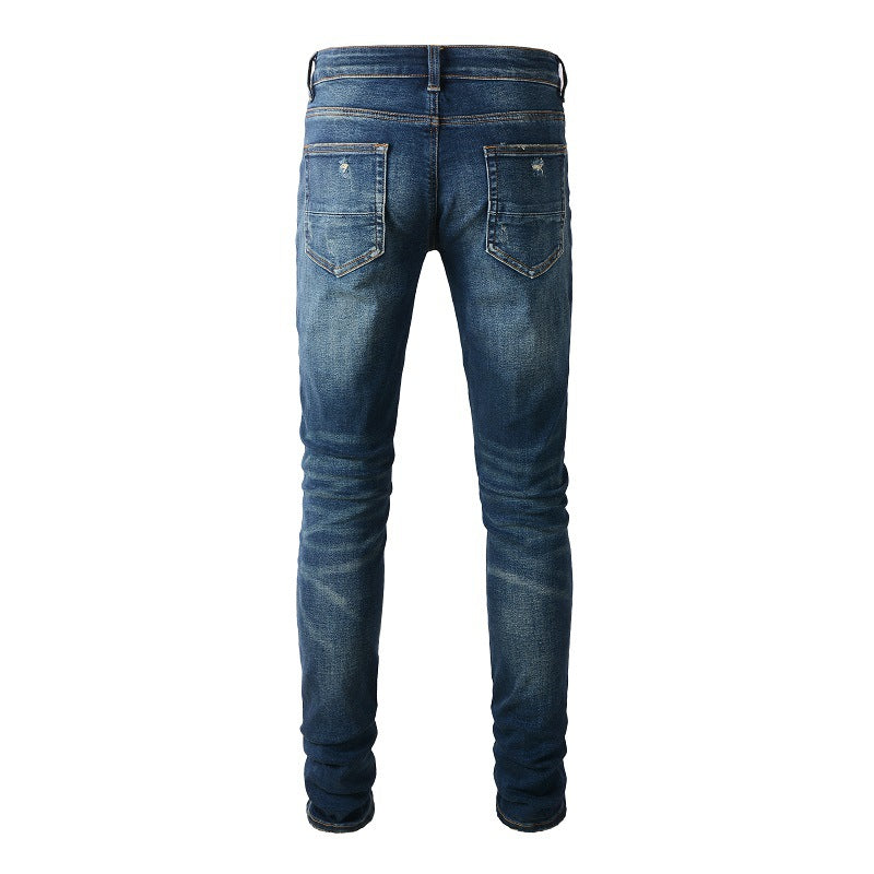 6601 European and American Trendy Brand High Street Jeans Blue Men's Jeans Korean Version