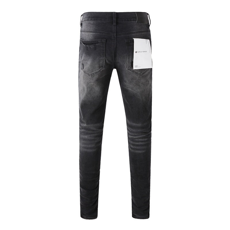 9029 New Fashion Men Black Jeans Distressed Hole Unique Personality