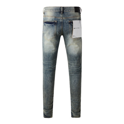 Men Black Jeans Distressed Hole Unique Personality 9042