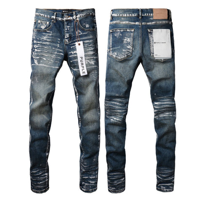 Jeans With Light Dark Paint Distressed Fashion Trend High 9040