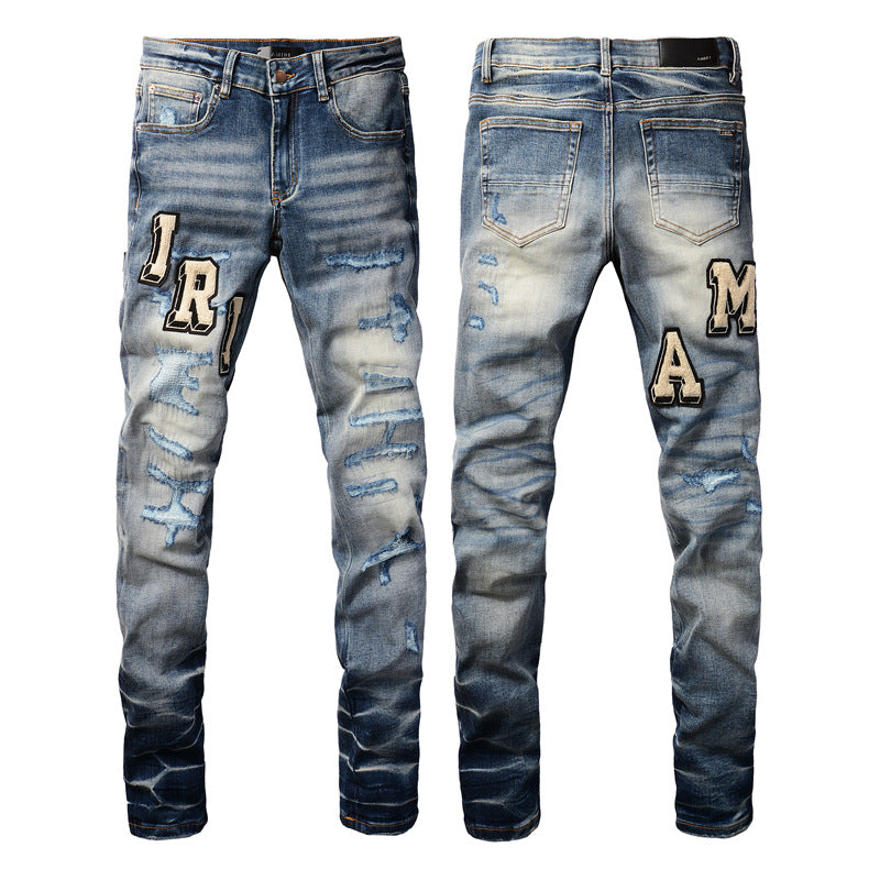 Purple Mens Jeans Designer Jeans High-End Quality Slim Casual Straight Design Skinny Straight Jeans (8826-311)