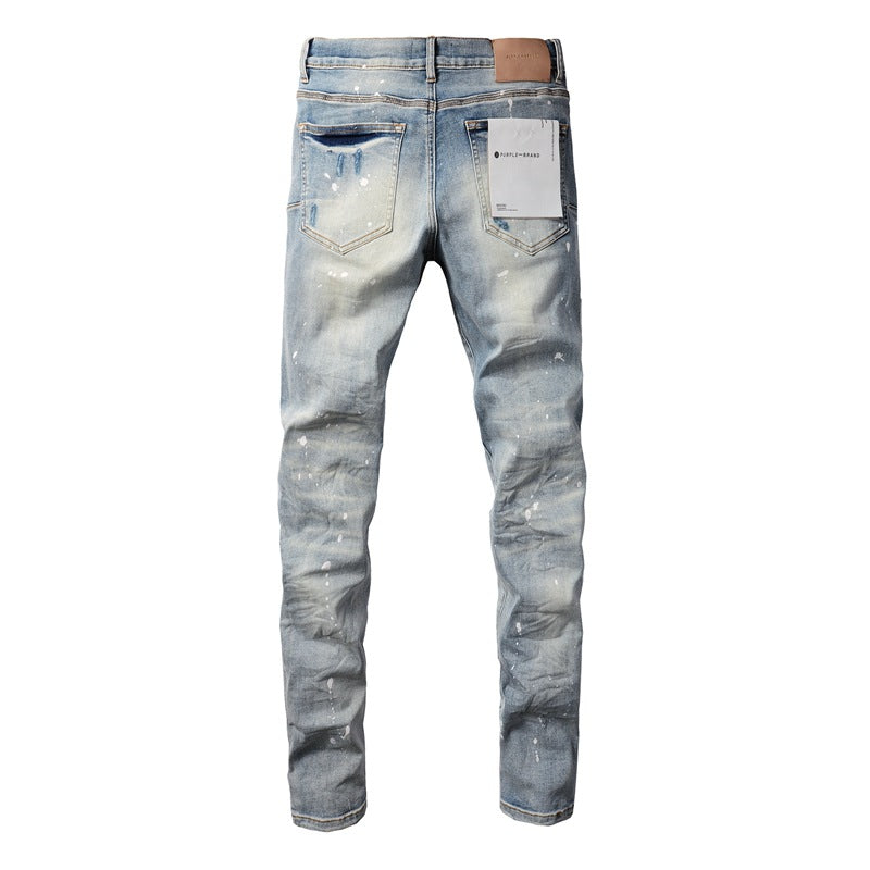 Fashion Jeans High Street Blue Distressed New Trend 9003 Pants