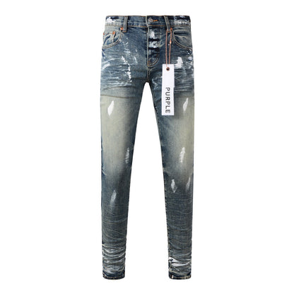 Fashion Men Black Jeans Distressed Hole Unique Personality 9060