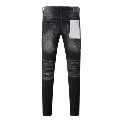 Jeans With High Street Black Paint Distressed 9027 Fashion Pants