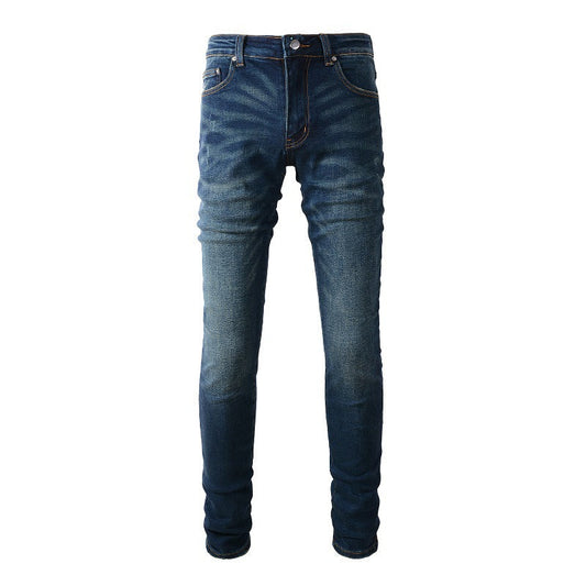 (894 6601) European and American Trendy Brand High Street Jeans Blue Men's Jeans Korean Version