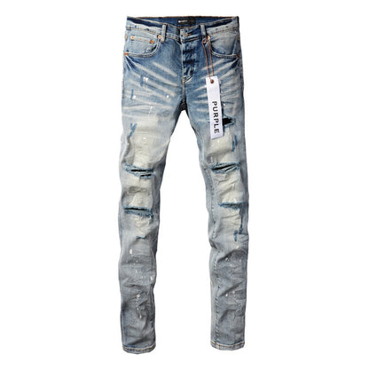 Fashion Jeans High Street Blue Distressed New Trend 9003 Pants