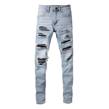 1307 Skinny Biker Jeans for Men Denim, High-Quality Slim Fit Straight Leg Trousers