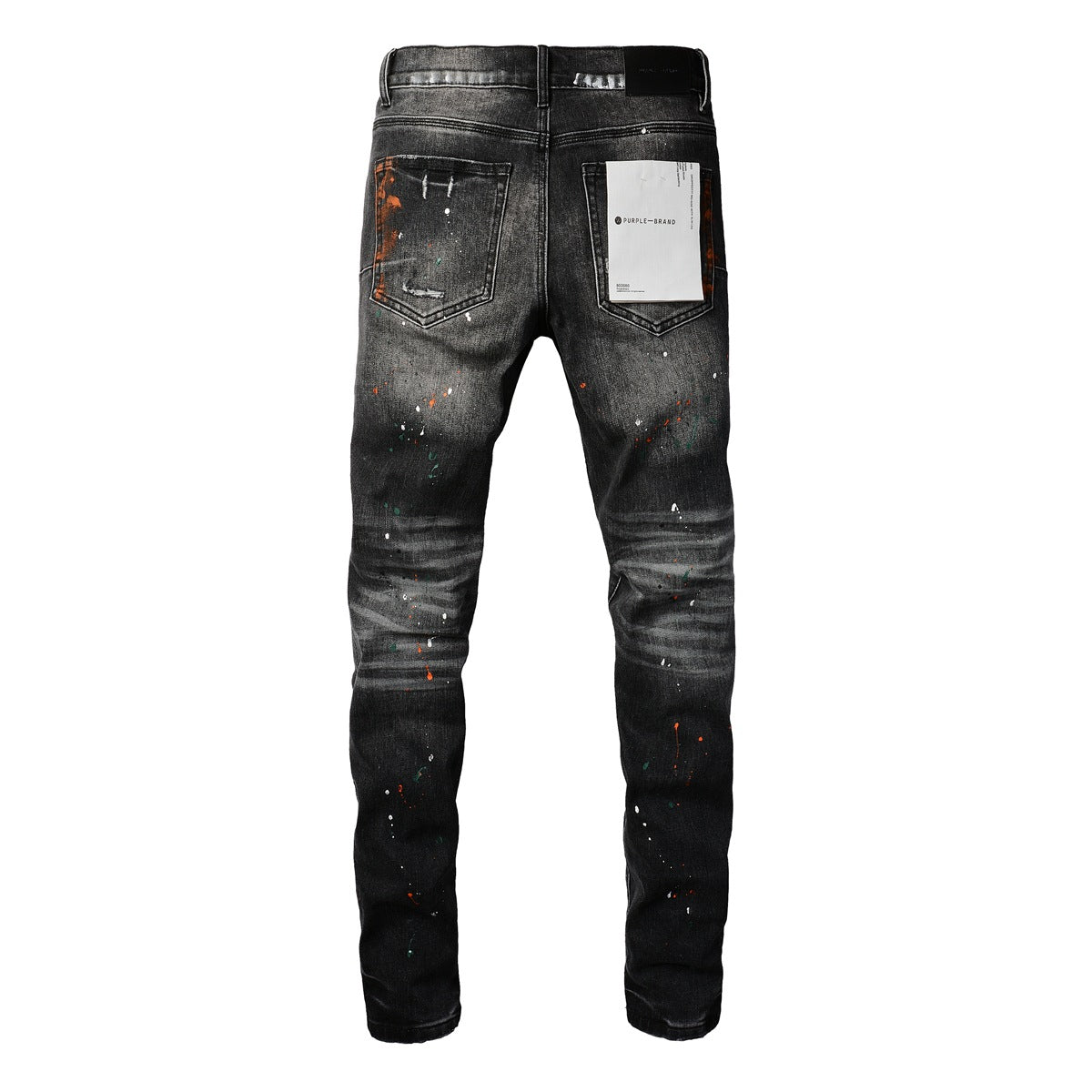 Mens New Black Grey Jeans - Urban Style with Unique Ripped Patches 9018