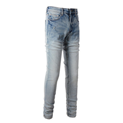 895 European and American Trendy Brand High Street Jeans I Light Blue Men's Jeans Korean Version