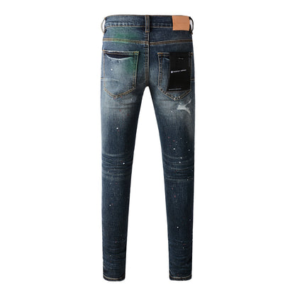 Blue Stretch Jeans 9070 with Medium Elasticity and Full-Length Design