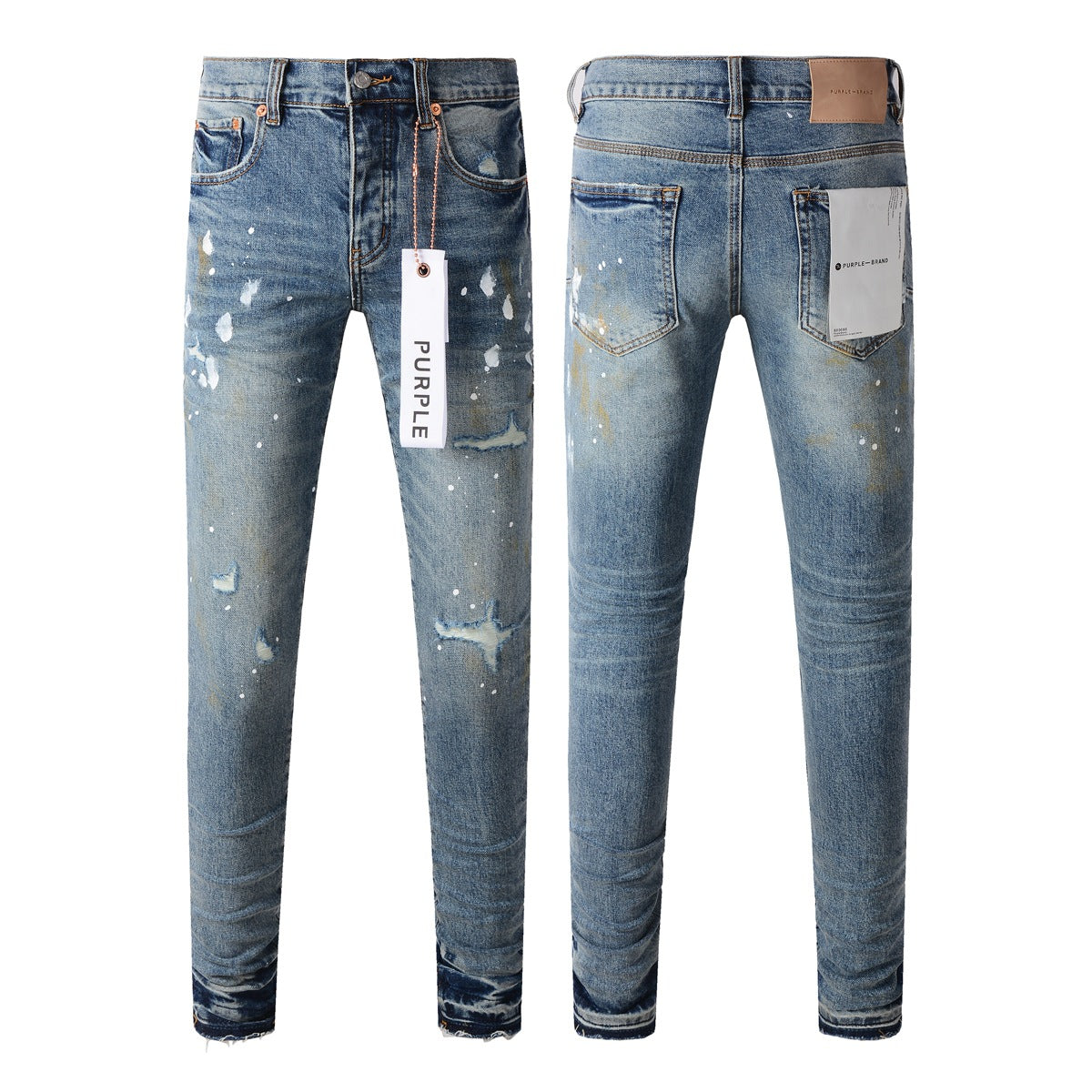 Blue Paint Distressed Jeans 9077 with Vintage Inspired Worn Look